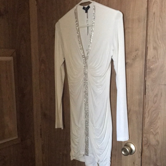 NWT Sky White Dress with Large Rhinestones SizeL